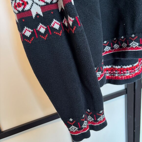 Hanna Andersson Fair Isle Sweater Nordic Quarter-Zip Womens Sz Large Cotton Knit - Picture 7 of 16